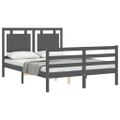 vidaXL Rám postele s čelom sivý 140x190 cm masívne drevo
