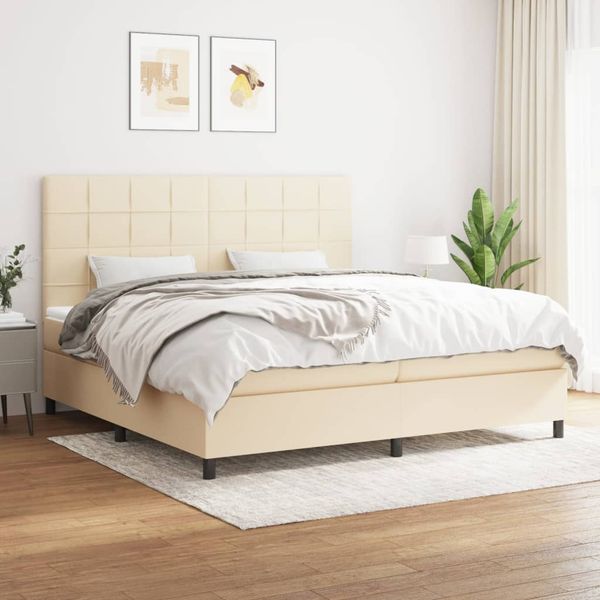 vidaXL Boxspring posteľ s matracom krémová 200x200 cm látka