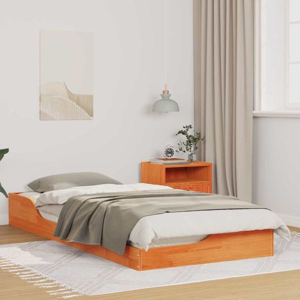 vidaXL Rám postele Včelí hnedý 100 x 200 cm Masívne borovicové drevo