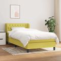 vidaXL Posteľný rám boxspring s matracom zelený 90x200 cm látka
