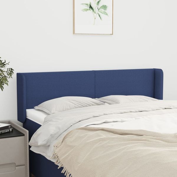 vidaXL Čelo postele so záhybmi modrý 147x16x78/88m látka