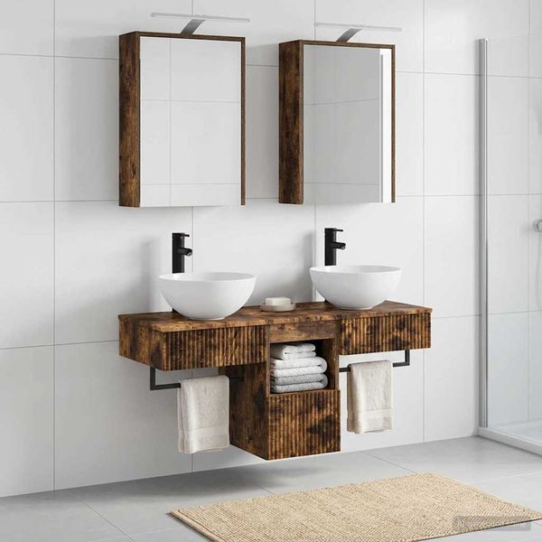 vidaXL Set kabinetov do kúpeľne 5 pcs Dymový dub 43 x 16 x 62,5 cm