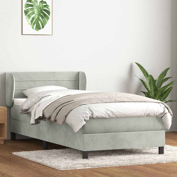 vidaXL Box Spring Posteľ s matracom Svetlosivá 90x210 cm Zamat