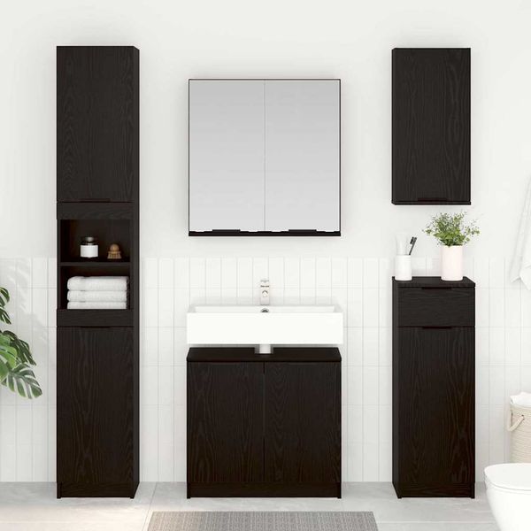 vidaXL Set kabinetov do kúpeľne 3 pcs Čierny dub Kompozitné drevo