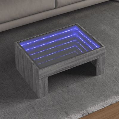 vidaXL Konferenčný stolík s nekonečnými LED sivý sonoma 70x50x30 cm