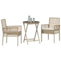 vidaXL Záhradný bistro set 3 ks Béžová polyratan