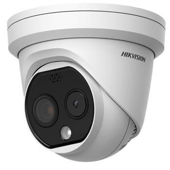 Hikvision IP Turret Termo optická kamera; objektív 6,9 mm, IR 15 m, Audio, Alarm, blikáč