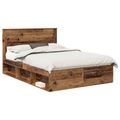 vidaXL Rám postele Staré drevo 150 x 200 cm Masívne borovicové drevo