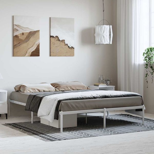 vidaXL Kovový rám postele biely 150x200 cm