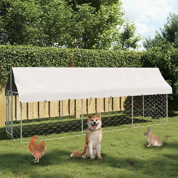 vidaXL Vonkajšia voliéra pre psy so strechou 400x100x150 cm