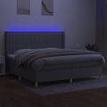 vidaXL Posteľ boxsping s matracom a LED bledosivá 200x200 cm látka