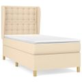 vidaXL Posteľný rám boxspring s matracom krémový 90x190 cm látka