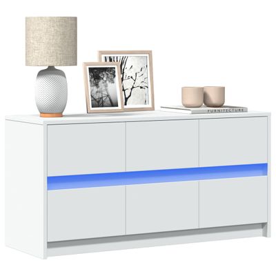 vidaXL TV stolík s LED biely 100x34x50 cm kompozitné drevo