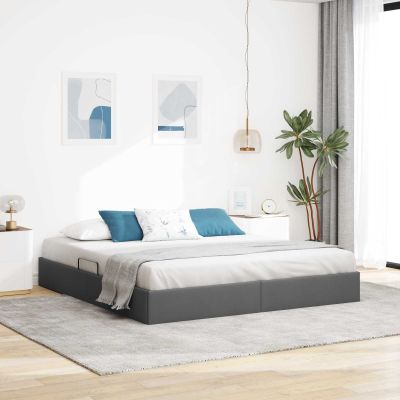 vidaXL Otomanový posteľný rám Tmavo šedá 180 x 200 cm látka