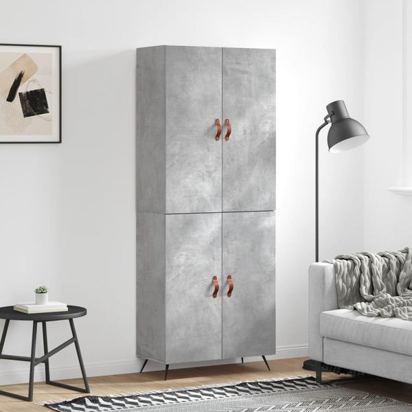 vidaXL Vysoká skrinka betónová sivá 69,5x34x180 cm spracované drevo