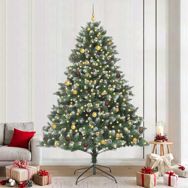 vidaXL Umelý vianočný stromček Zelená 240 cm PVC, plast a oceľ