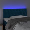 vidaXL Čelo postele s LED tmavomodré 90x7x78/88 cm zamat