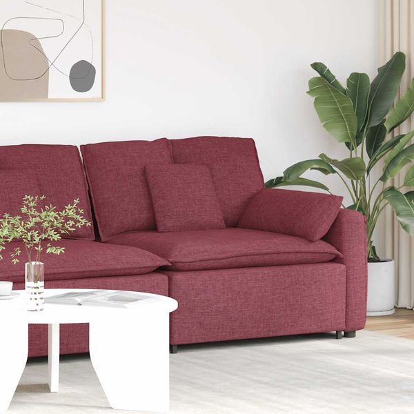 vidaXL Modulová opierka na ruky s vankúšmi, vínovo červená 100 cm