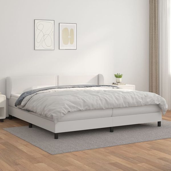 vidaXL Boxspring posteľ s matracom biela 200x200 cm umelá koža
