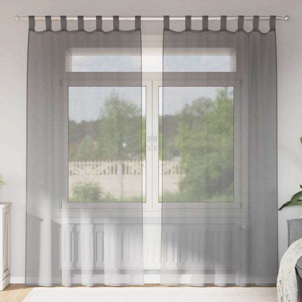 vidaXL Voálové závesy s pútkami, 2 ks, tmavosivé, 140x225 cm