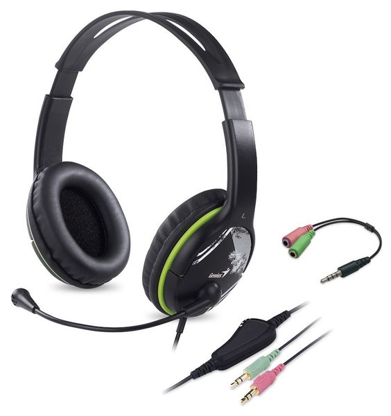 Slúchadlá s mik. GENIUS HS-400A green + redukcia