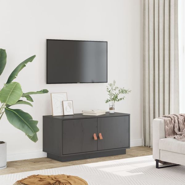vidaXL TV skrinka sivá 80x34x40 cm masívna borovica