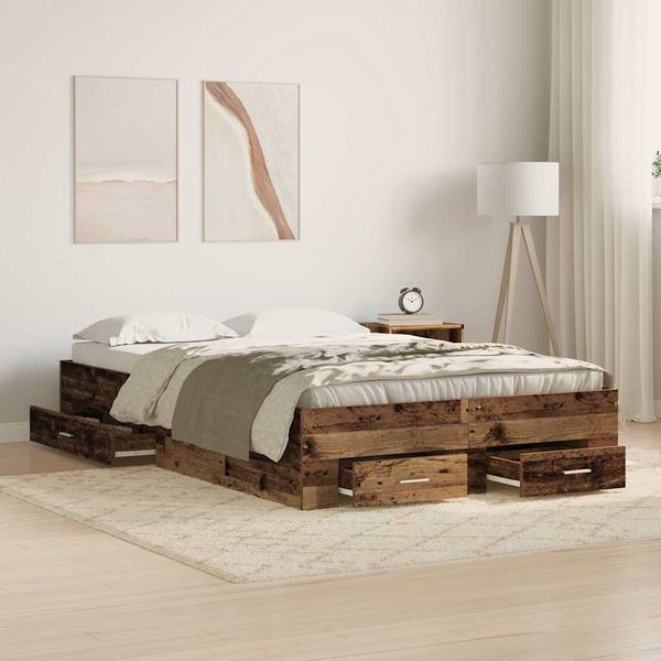 vidaXL Rám postele Staré drevo 120 x 190 cm Kompozitné drevo