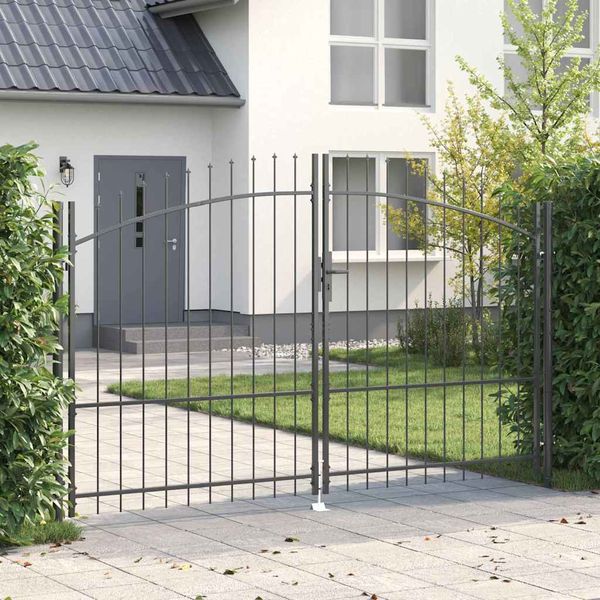 vidaXL Dvojitá brána so zámkom Woerden Sivá 299,5 x 224,5 cm Oceľ