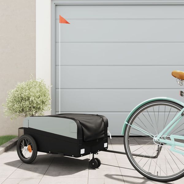 vidaXL Vozík za bicykel, čierny 30 kg, železo