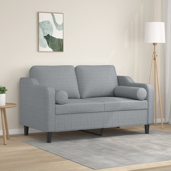 vidaXL 2-miestna pohovka s vankúšmi svetlosivá 120 cm látka