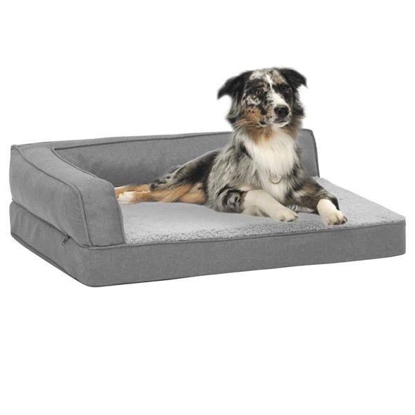 vidaXL Ergonomický matrac pre psa 60x42 cm ľanový vzhľad flís šedý