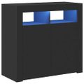 vidaXL Komoda s LED svetlami čierna 80x35x75 cm