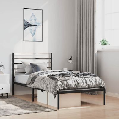 vidaXL Kovový rám postele s čelom čierny 100x200 cm