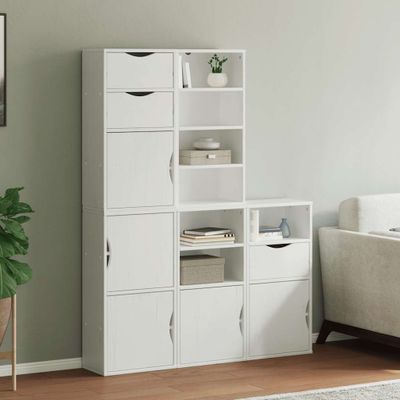 VidaXL Bočná skrinka 5 ks "ODDA" biela 40x24x79 cm borovicový masív