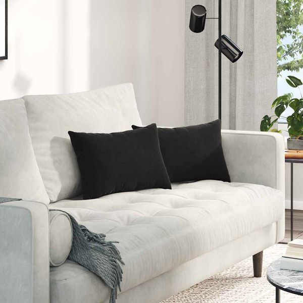 vidaXL Vankúše na pohovku 2 pcs Čierna 50 x 30 cm Kordúrová tkanina