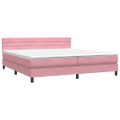 vidaXL Posteľný rám boxsping s matracom ružový 200x220 cm zamat