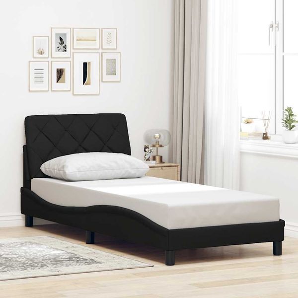 vidaXL Rám postele bez matraca Čierna 90x190 cm Látka