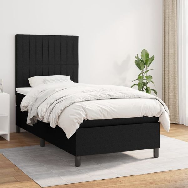 vidaXL Posteľný rám boxspring s matracom čierny 80x200 cm látka