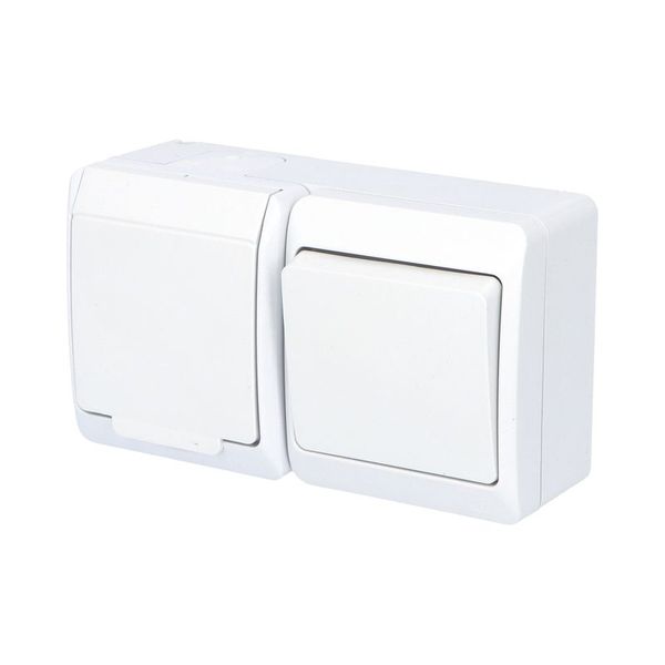 GALATEA IP44 Prepínač striedavý č.6+zásuvka 2P+PE (biela)