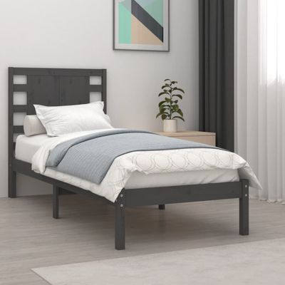 vidaXL Posteľný rám, sivý drevený masív 75x190 cm malé jednolôžko
