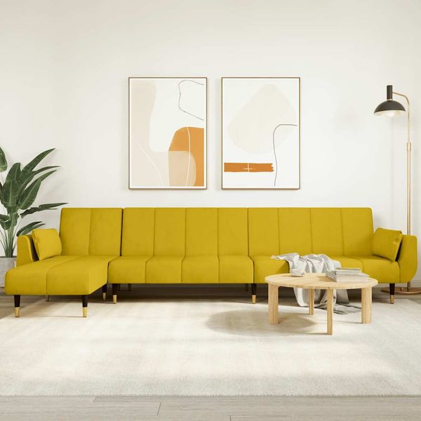 vidaXL Pohovka v tvare L žltá 275x140x70 cm zamat