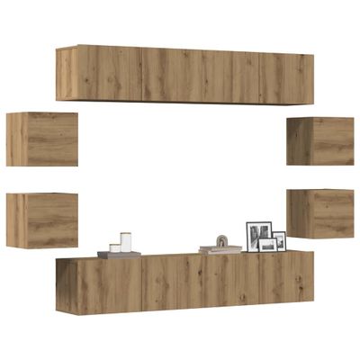 VidaXL 8 dielna súprava nástennej TV skrinky Artisan Oak