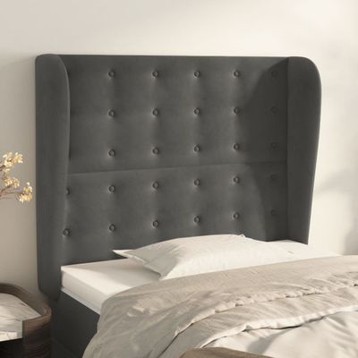 vidaXL Čelo postele so záhybmi tmavosivé 83x23x118/128 cm zamat