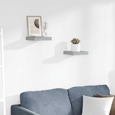 vidaXL Plávajúce nástenné police 2 ks betónovo-sivé 23x23,5x3,8 cm MDF