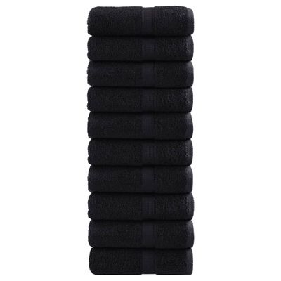 vidaXL Prémiové uteráky pre hostí SOLUND 10 ks čierne 30x50 cm 600 g/m²