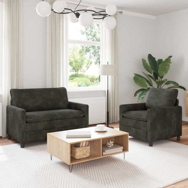 vidaXL Sada pohoviek 2 pcs Antracitová Polyester