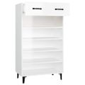 vidaXL Botník lesklý biely 60x35x105 cm spracované drevo