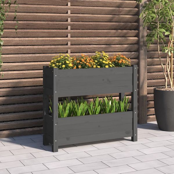 vidaXL Kvetináč sivý 77x25x66 cm borovicový masív