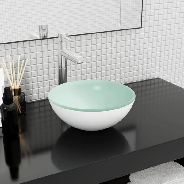 vidaXL Umývadlo tvrdené sklo 30x12 cm biele