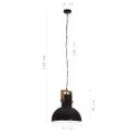 vidaXL Industriálna závesná lampa 25 W čierna mangovník 42 cm okrúhla E27
